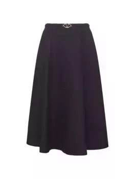 Расклешенная юбка из букле Valentino Garavani, тёмно-синий