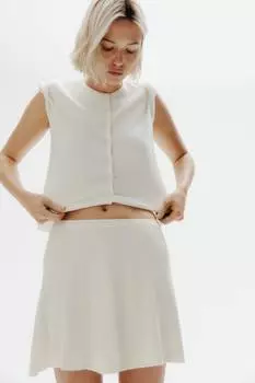 Расклешенная юбка из тонкого трикотажа H&M, бежевый