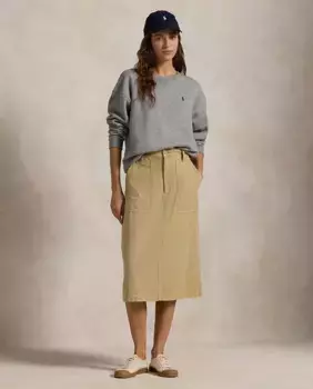 Расклешенная юбка миди из хлопка Polo Ralph Lauren, бежевый