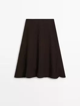 Расклешенная юбка миди из смесовой шерсти Massimo Dutti, коричневый