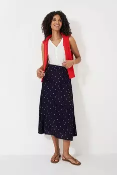 Расклешенная юбка миди янтарного цвета Crew Clothing Company, синий