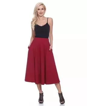 Расклешенная юбка миди с карманами White Mark, красный