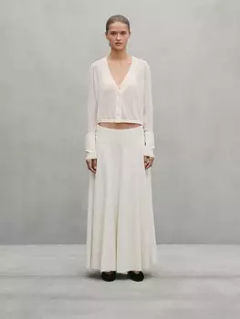 Расклешенная юбка миди с необработанным краем - студия Massimo Dutti, бежевый