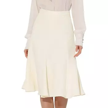 Расклешенная юбка-миди трапециевидной формы для женщин, элегантные юбки с высокой талией и боковой молнией ALLEGRA K, бежевый
