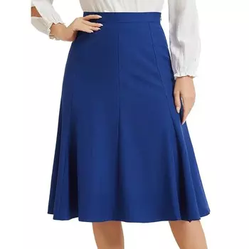 Расклешенная юбка-миди трапециевидной формы для женщин, элегантные юбки с высокой талией и боковой молнией ALLEGRA K, цвет Royal Blue