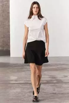 Расклешенная юбка мини ZARA, черный
