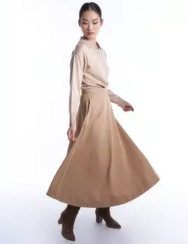 Расклешенная юбка с высокой талией Бежевая KYR