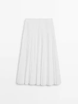Расклешенная юбка со складками Massimo Dutti, белый