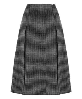 Расклешенная юбка со складками в микроклетку Kocca, серый