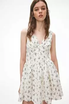 Расклешенное хлопковое платье H&M, мультиколор