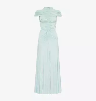 Расклешенное макси-платье из эластичной ткани со сборками Alaia, цвет menthe pastel