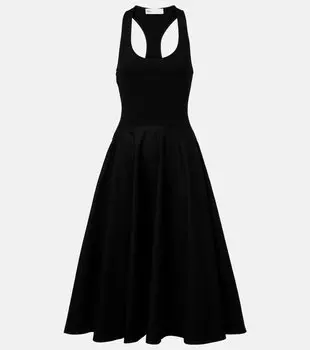 Расклешенное миди-платье с ремешком на спине Tory Burch, черный