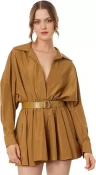 Расклешенное мини-платье-рубашка Boyfriend NK супер-оверсайз Norma Kamali, цвет Woods
