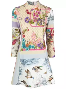 Расклешенное мини-платье с графическим принтом Vivetta, белый