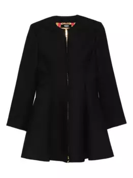 Расклешенное пальто с застежкой-молнией спереди VERSACE, черный