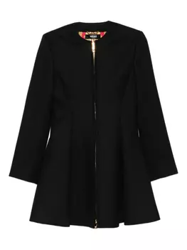 Расклешенное пальто Versace с застежкой-молнией спереди, черный