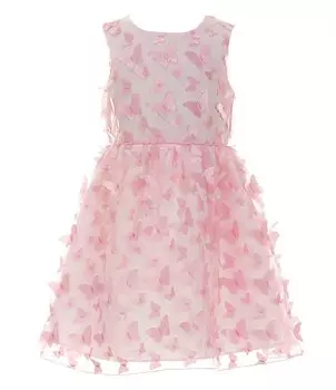 Расклешенное платье без рукавов Rare Editions для маленьких девочек 2T-6X с аппликацией в виде бабочки и шармезом, розовый