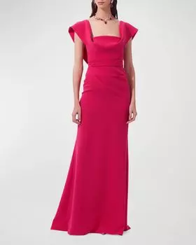 Расклешенное платье без рукавов с драпировкой Carolina Herrera, цвет Cerise Pink