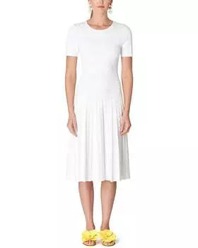 Расклешенное платье Carolina Herrera с круглым вырезом, белый