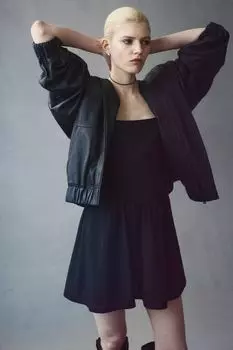 Расклешенное платье из смеси льна H&M, черный