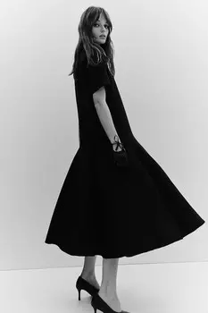 Расклешенное платье из твила H&M, черный