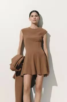 Расклешенное платье из твила H&M, бежевый