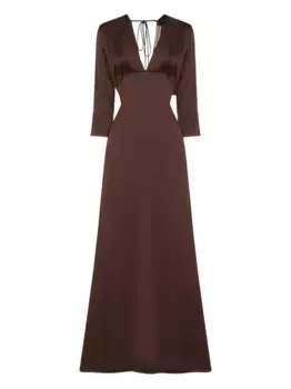 Расклешенное платье макси с завязками Blanca Vita, коричневый