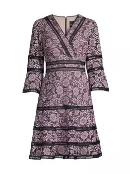 Расклешенное платье-миди с жаккардовой отделкой и цветочным принтом Shani, черный