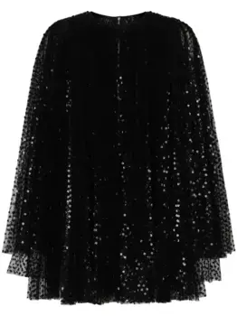 Расклешенное платье мини с пайетками DOLCE & GABBANA, черный