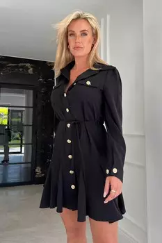 Расклешенное платье-рубашка Francisco с воротником Girl In Mind, черный