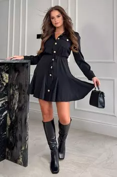 Расклешенное платье-рубашка Francisco с воротником Girl In Mind, черный