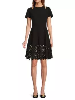 Расклешенное платье с кружевной отделкой Focus By Shani, цвет Black Nude