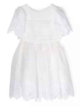 Расклешенное платье с кружевом Patachou, белый