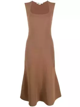 Расклешенное платье с квадратным вырезом STELLA MCCARTNEY, коричневый