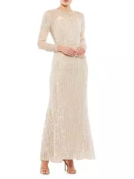 Расклешенное платье с пайетками Mac Duggal, цвет Rose Gold