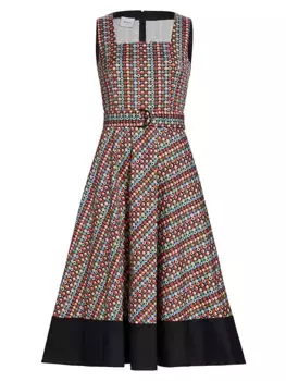 Расклешенное платье с принтом Record Akris Punto, черный