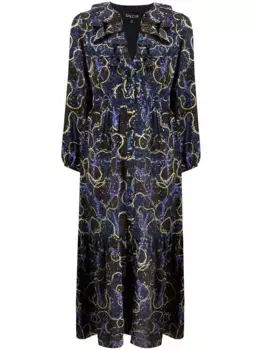 Расклешенное платье с принтом Saloni, синий