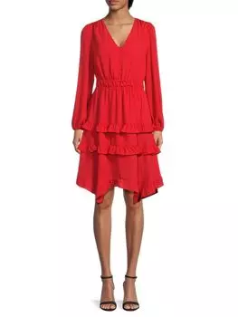 Расклешенное платье с рюшами Nanette Nanette Lepore, цвет Hometown Rose