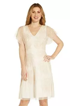 Расклешенное платье с украшениями Adrianna Papell, розовый