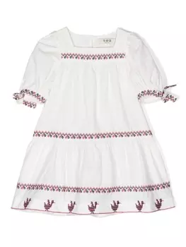 Расклешенное платье с вышивкой Sea, белый