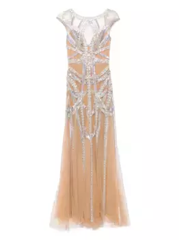 Расклешенное платье с вышивкой Zuhair Murad, нейтральный