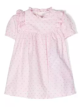 Расклешенное платье с жаккардовым логотипом Emporio Armani Kids, розовый