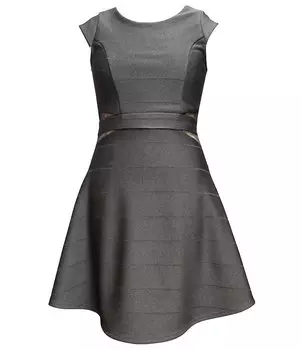 Расклешенное платье в оттоманскую полоску Ava & Yelly для больших девочек 7–16 лет с короткими рукавами, черный