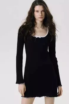 Расклешенное платье в рубчик H&M, черный