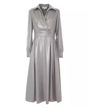 Расклешенное плиссированное платье из блестящей ткани Kocca, серый
