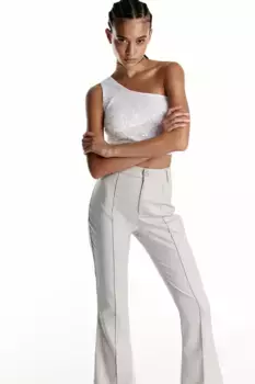 Расклешенные элегантные брюки H&M, бежевый