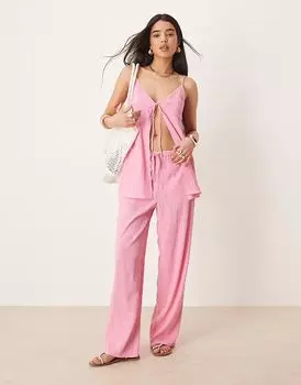 Расклешенные брюки ASOS DESIGN розового цвета, комплект