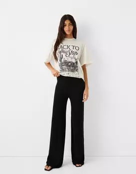 Расклешенные брюки Bershka, черный