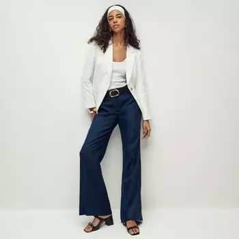 Расклешенные брюки Carolina из эластичной льняной смеси J.Crew, синий