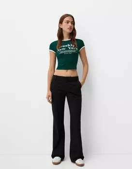 Расклешенные брюки-чинос Bershka, черный